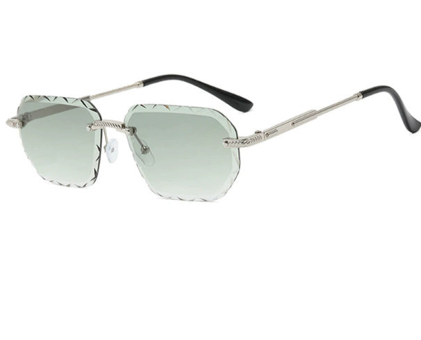 Frameless Trimming Square Small Frame Sunglasses Metal Female