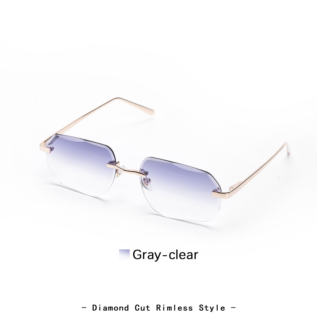 Metal Frameless Diamond Cut Spring Hinge Sunglasses