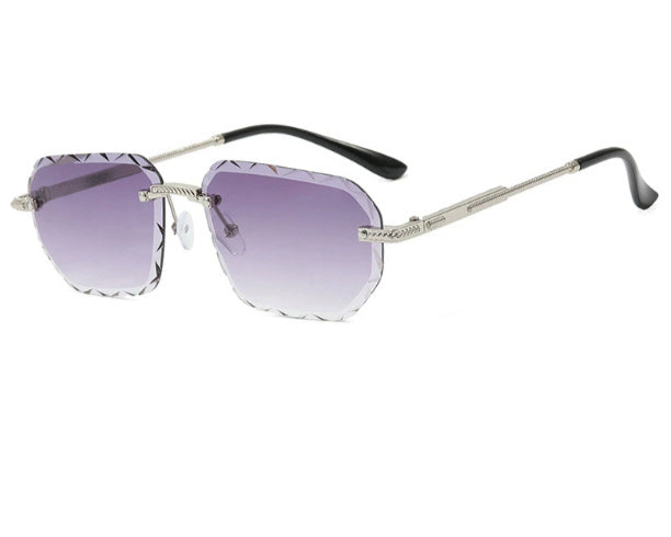 Frameless Trimming Square Small Frame Sunglasses Metal Female