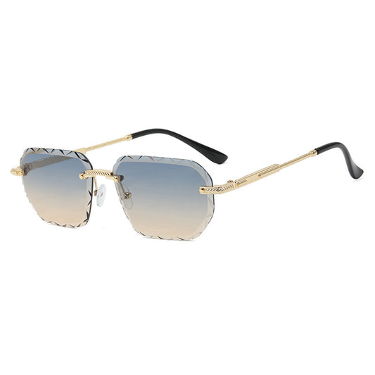 Frameless Trimming Square Small Frame Sunglasses Metal Female