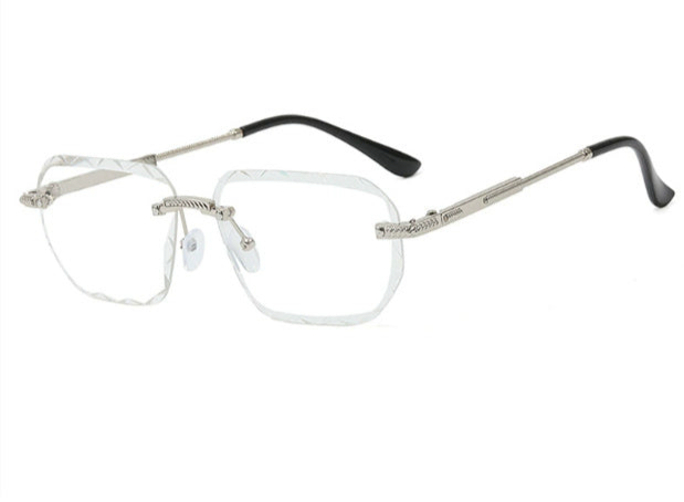 Frameless Trimming Square Small Frame Sunglasses Metal Female