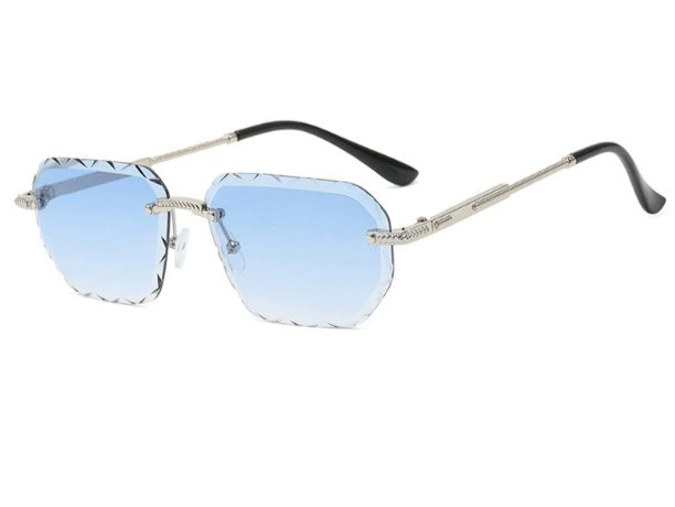 Frameless Trimming Square Small Frame Sunglasses Metal Female