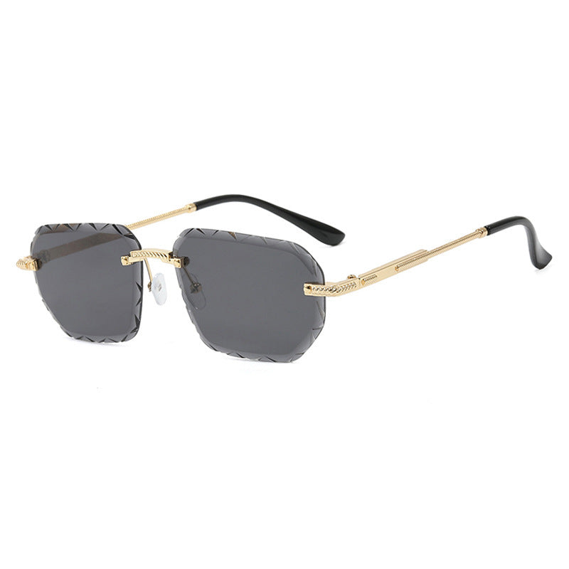 Frameless Trimming Square Small Frame Sunglasses Metal Female