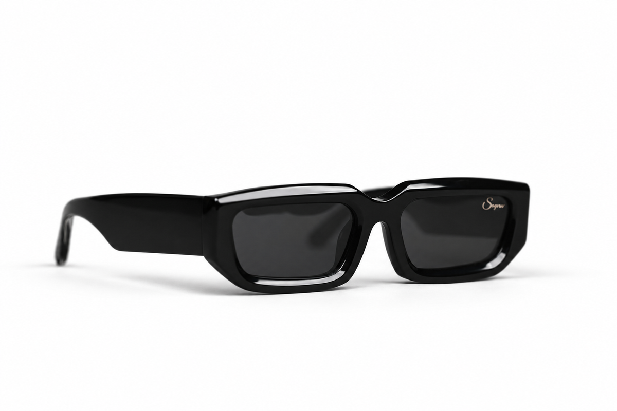Black Out sunglasses — angle view on white background