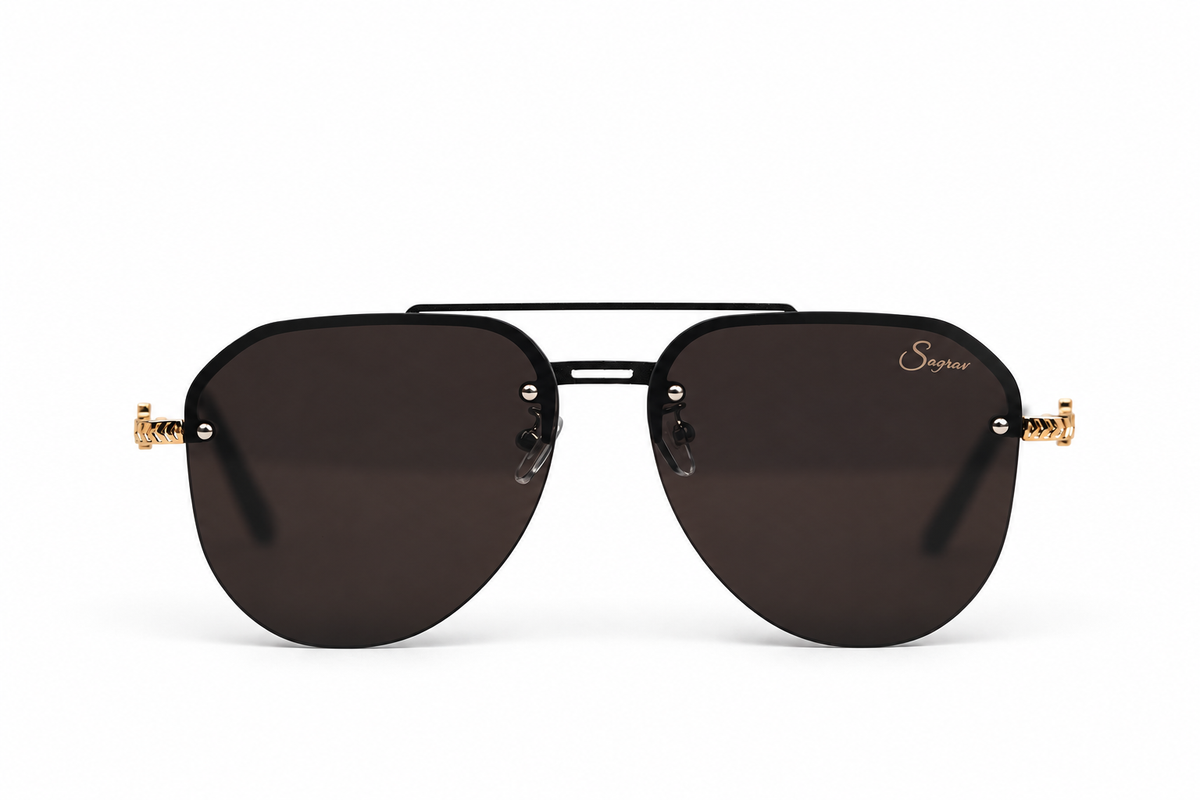 Classic Aviator sunglasses — front view on a white background
