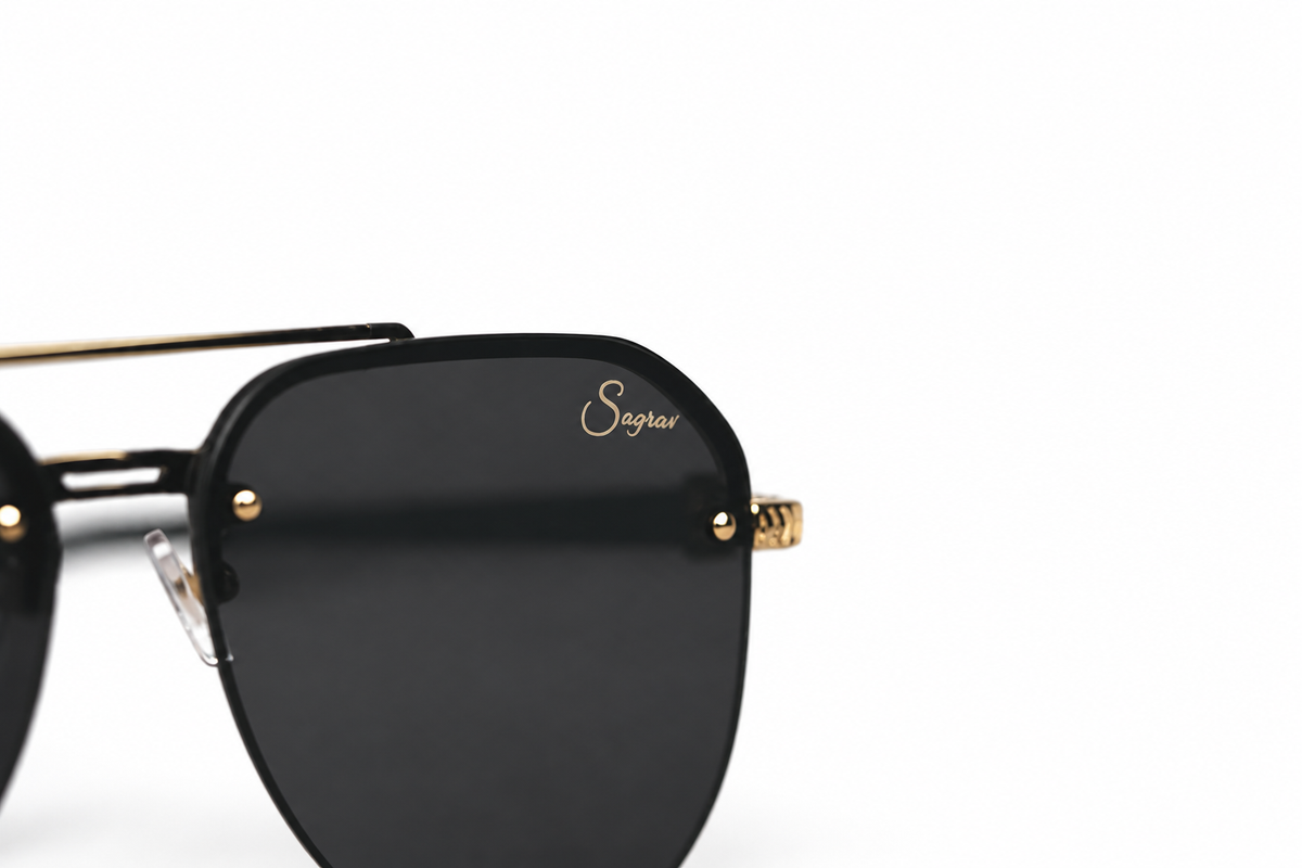 Classic Aviator sunglasses — lens detail on a white background