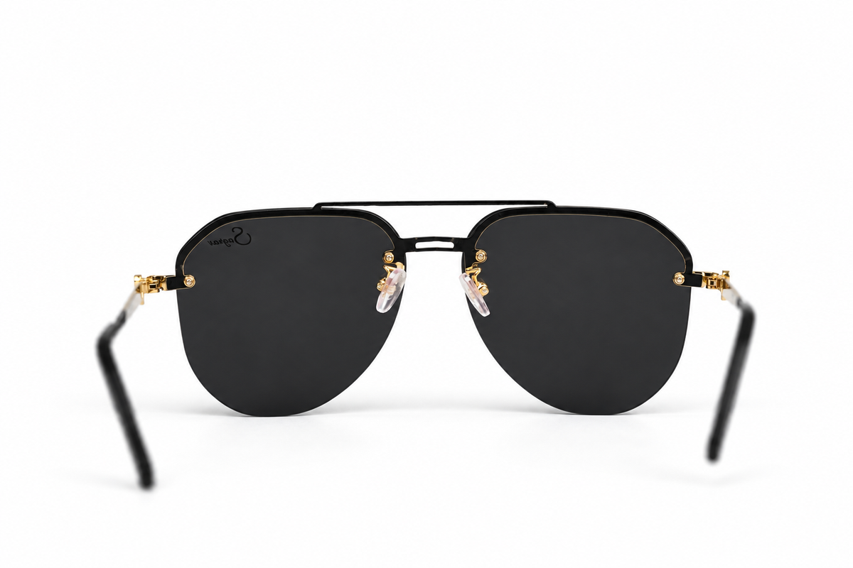 Classic Aviator sunglasses — rear view on a white background
